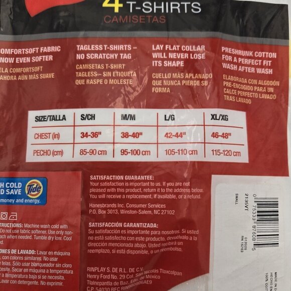 4 Hanes Men's ComfortSoft 100% Cotton Lay Flat Collar Blank T-Shirt 2135VT Small - Picture 7 of 7